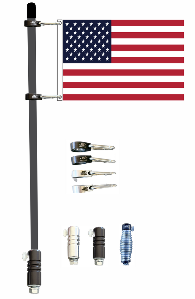 Complete 1/2 inch X 72" UTV ATV Fiberglass Flag Whip with Quick Release Custom Flag Mounts and Choice of Flag