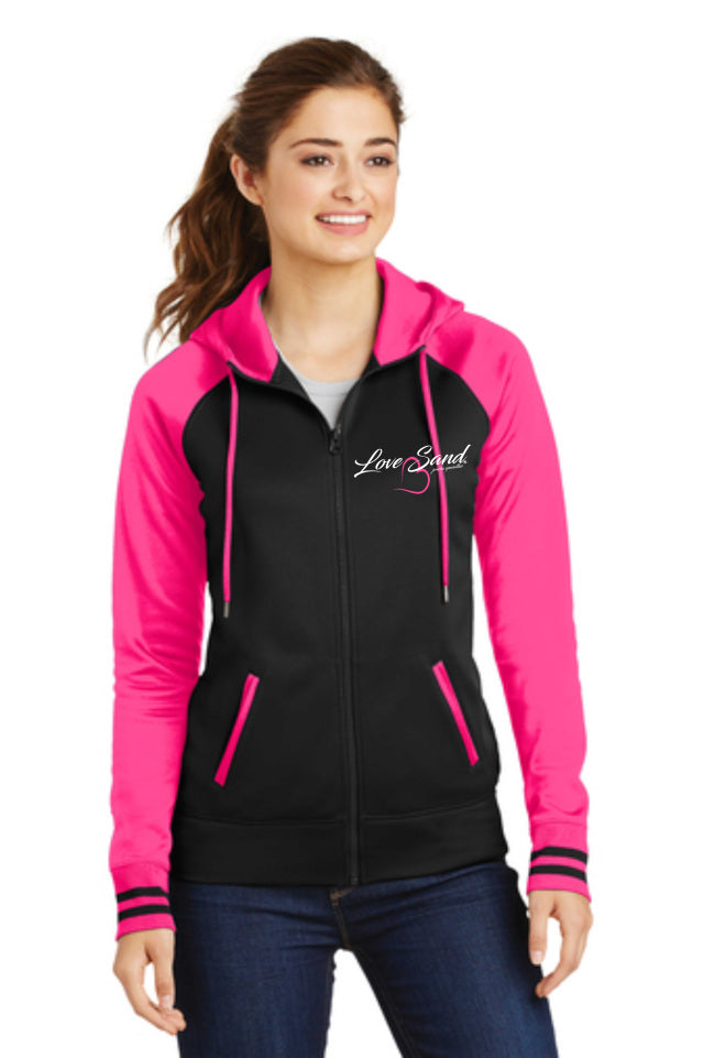 Love Sand Pink Black Hoodie