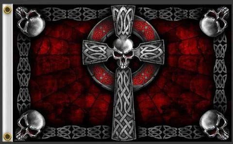 Celtic Skull Cross Deluxe Biker Flag